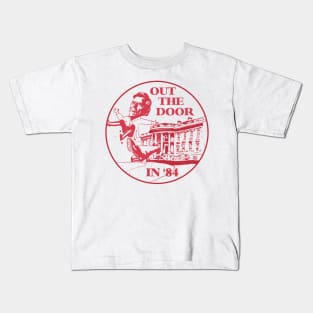 Ronald Reagan Out the Door in 84 Political Design Kids T-Shirt